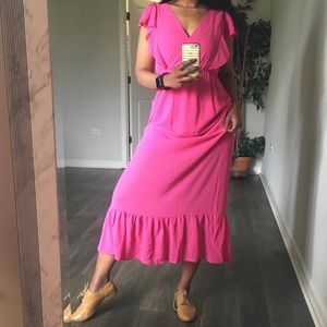 Ruffle hem midi cocktail dress small